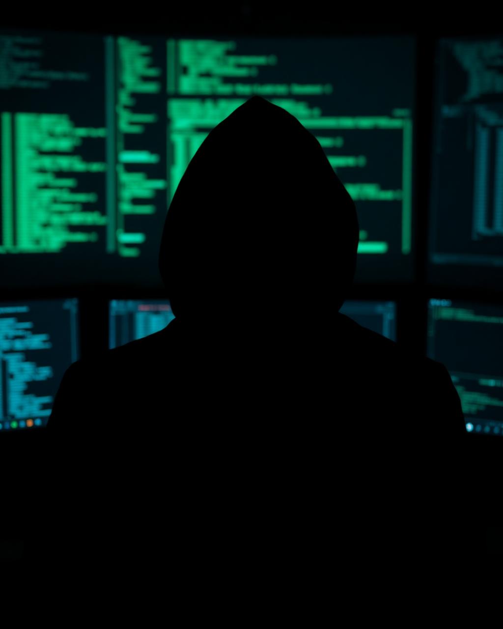 Cybersecurity operator silhouette